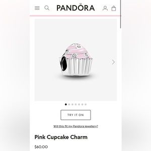 PANDORA pink cupcake charm